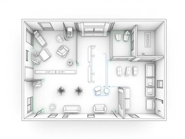 Detaillierter architektonischer Grundriss eines Studios